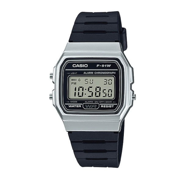 Casio Casio Digital Watch – Stainless-Steel Case, Black Dial & Resin Strap | F-91WM-7ADF - Phones & Wearables - Lebanon