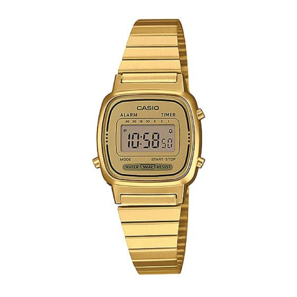Casio Casio Digital Watch – Gold Case, Champagne Dial & Gold Bracelet | LA670WGA-9DF - Phones & Wearables - Lebanon