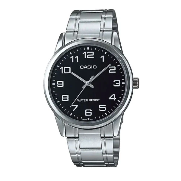 Casio Analog Watch – Black Dial & Stainless-Steel Bracelet | MTP-V001D-1BUDF