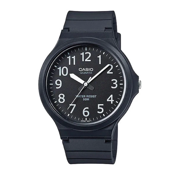 Casio Analog Watch – Black Case, Dial & Resin Strap | MW-240-1BVDF