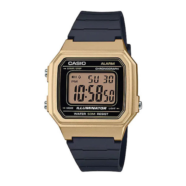 Casio Casio Digital Watch – Gold Case, Black Display & Resin Strap | W-217HM-9AVDF - Phones & Wearables - Lebanon