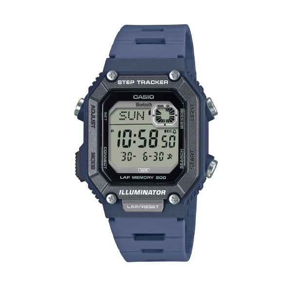 Casio Casio Bluetooth Digital Watch – Grey Case, Black Panel & Blue Resin Strap | WS-B1000-2AVDF - Phones & Wearables - Lebanon