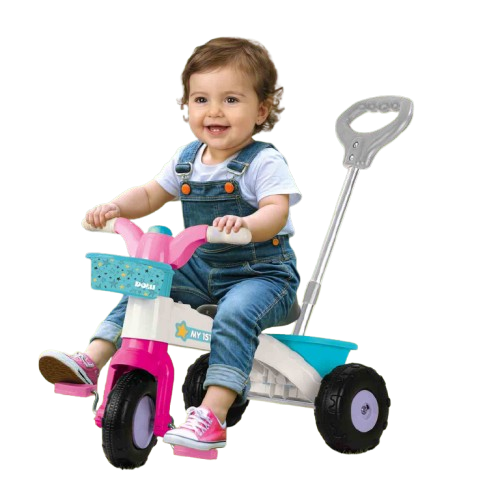 Dolu Dolu Kids Tricycle with Parent Handle Pink Blue | 2567 - Toys & Games - Lebanon
