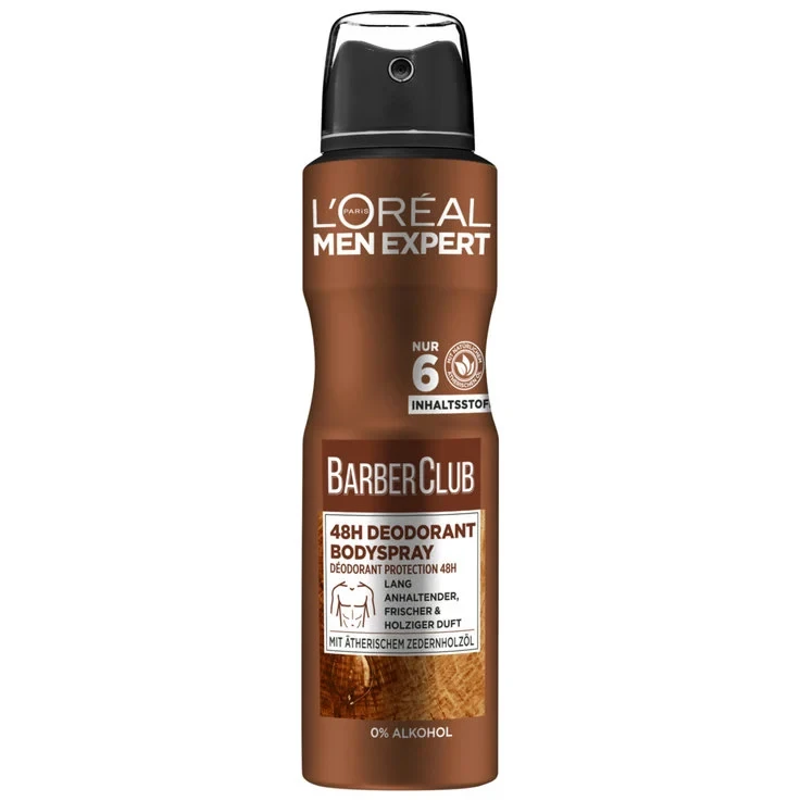 L'Oréal Men Expert Barber Club Deodorant Spray 150ml - 48H Freshness with Woody Scent