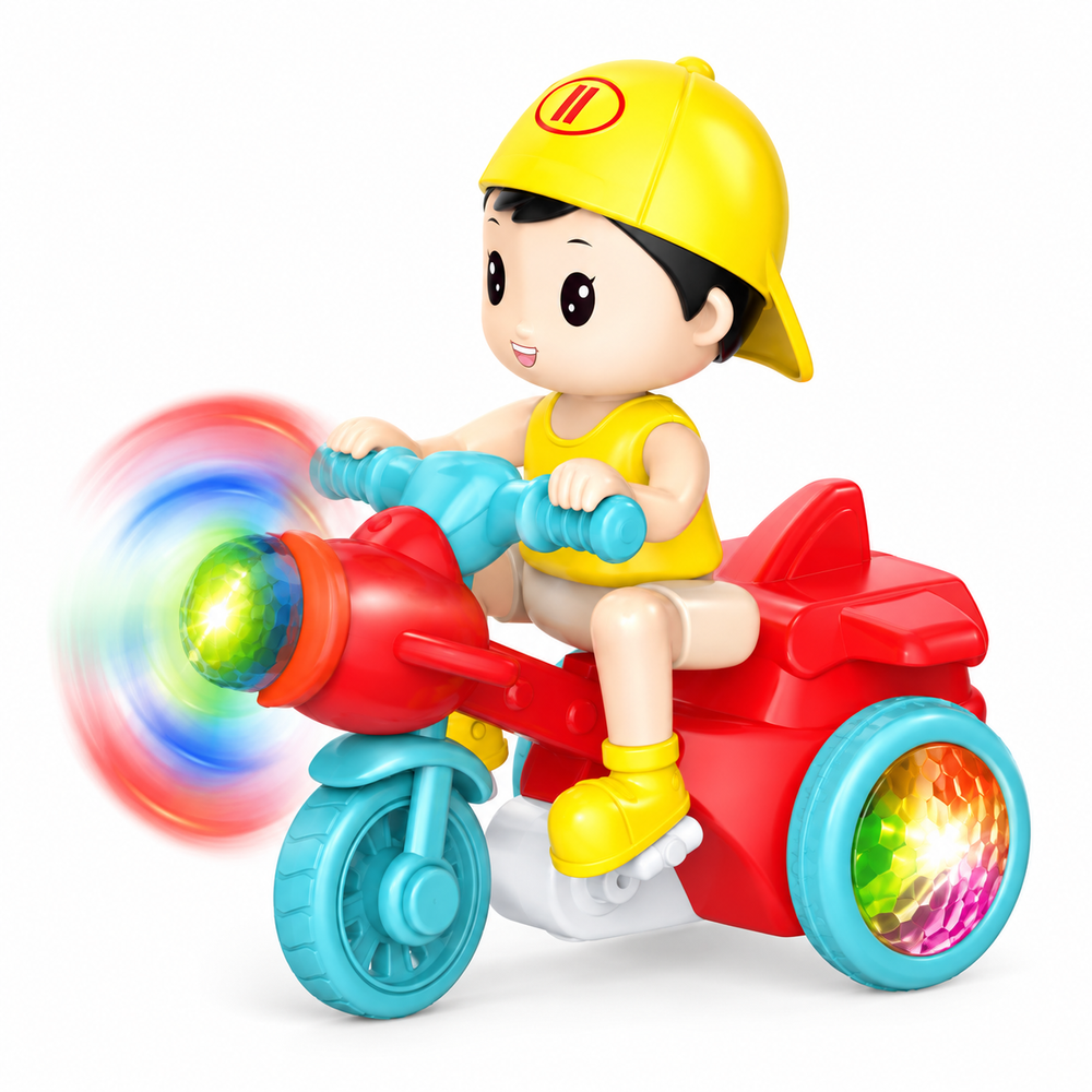 HK Stunt Tricycle Toy with Music Light & Rotating Propeller - Red | 669B - Toys & Games - Lebanon