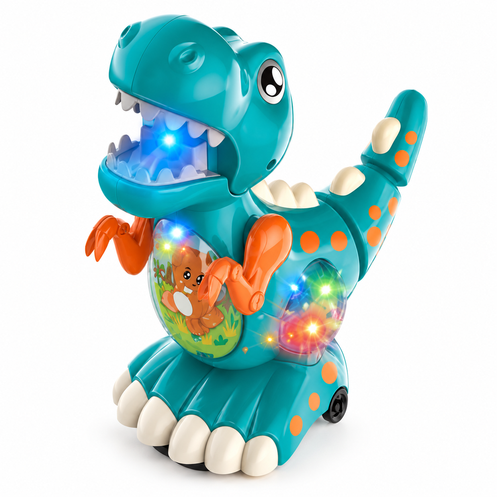 Walking Dinosaur Toy with Music & Light - Teal | ZR158 - Toys & Games - Lebanon