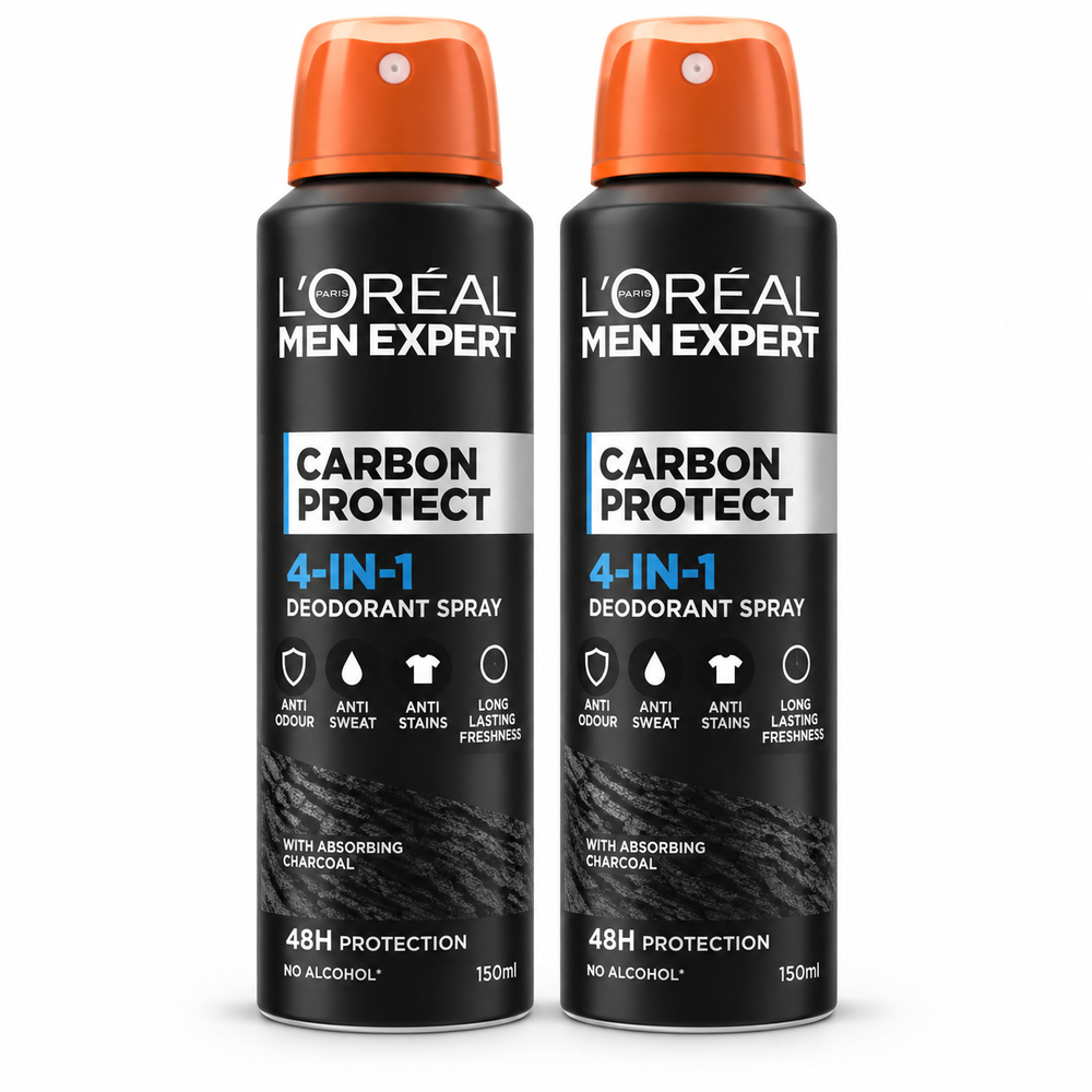 L'Oréal L'Oréal Paris Men Expert Carbon Protect 4-in-1 Deodorant Spray 150ml - Pack of 2 | H0000766 - Beauty & Personal Care - Lebanon