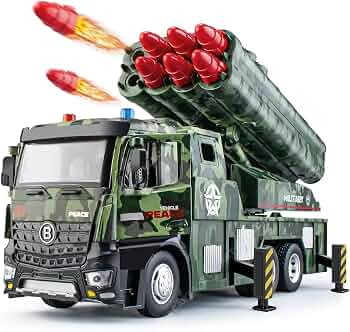Missile Launch Vehicle Toy Truck with Light Effects - Green | YF3095A - Toys & Games - Lebanon