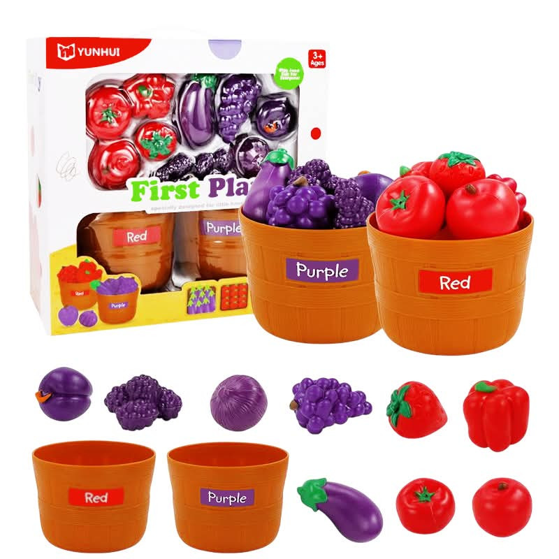 Yunhui YUNHUI First Play Color Sorting Fruit & Vegetable Toy Set - Red & Purple - Toys & Games - Lebanon