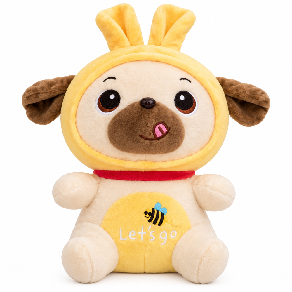 Cute Pug Plush Toy with Yellow Hood | W3216 - Toys & Games - Lebanon