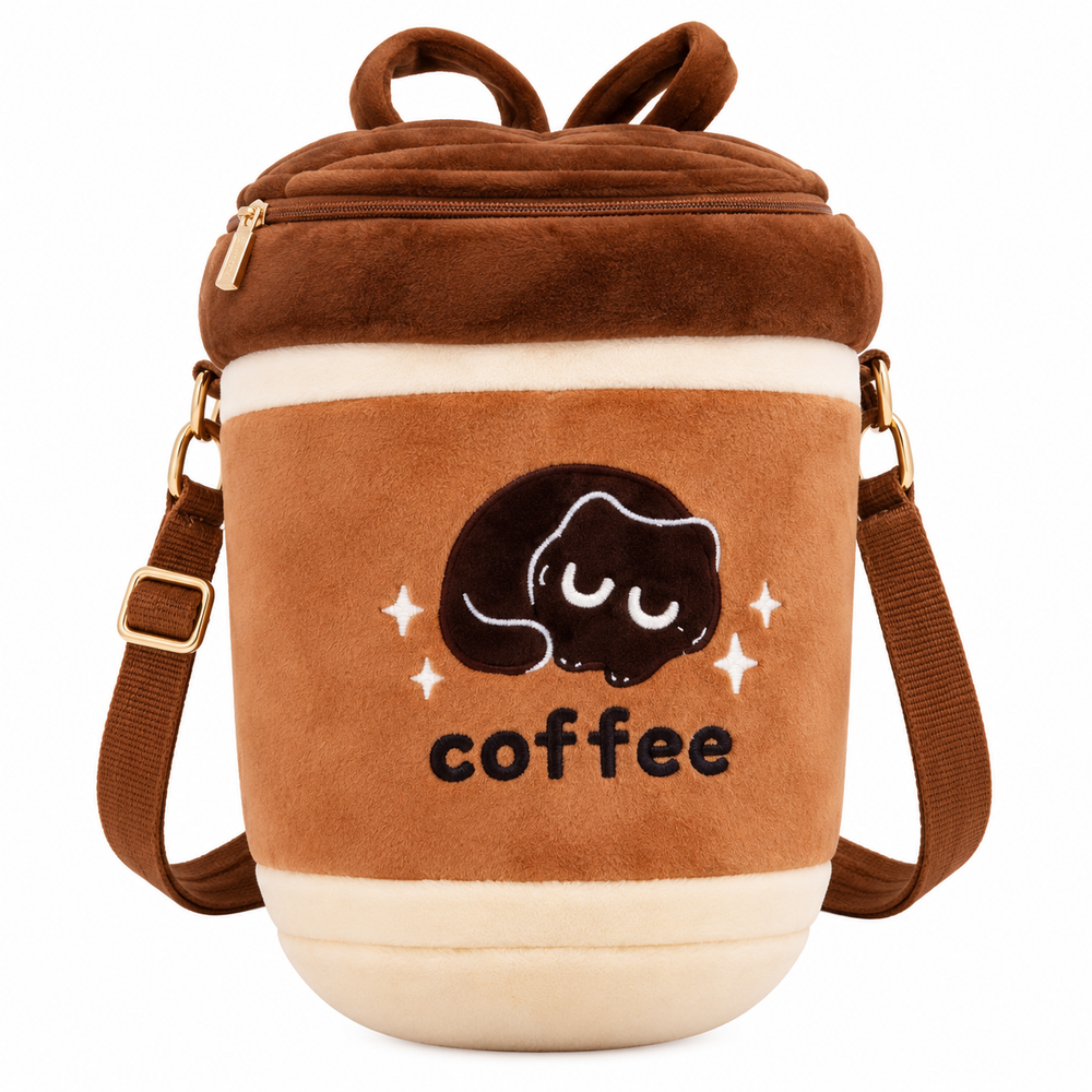 Cute Coffee Cup Plush Crossbody Bag - Brown | Z1184 - Toys & Games - Lebanon