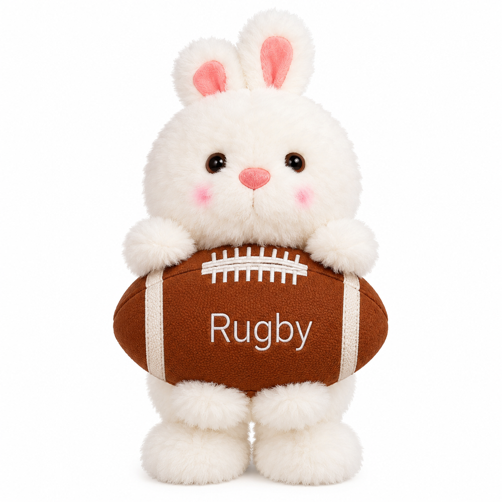 White Bunny Rugby Ball Plush Toy | Z181 - Toys & Games - Lebanon