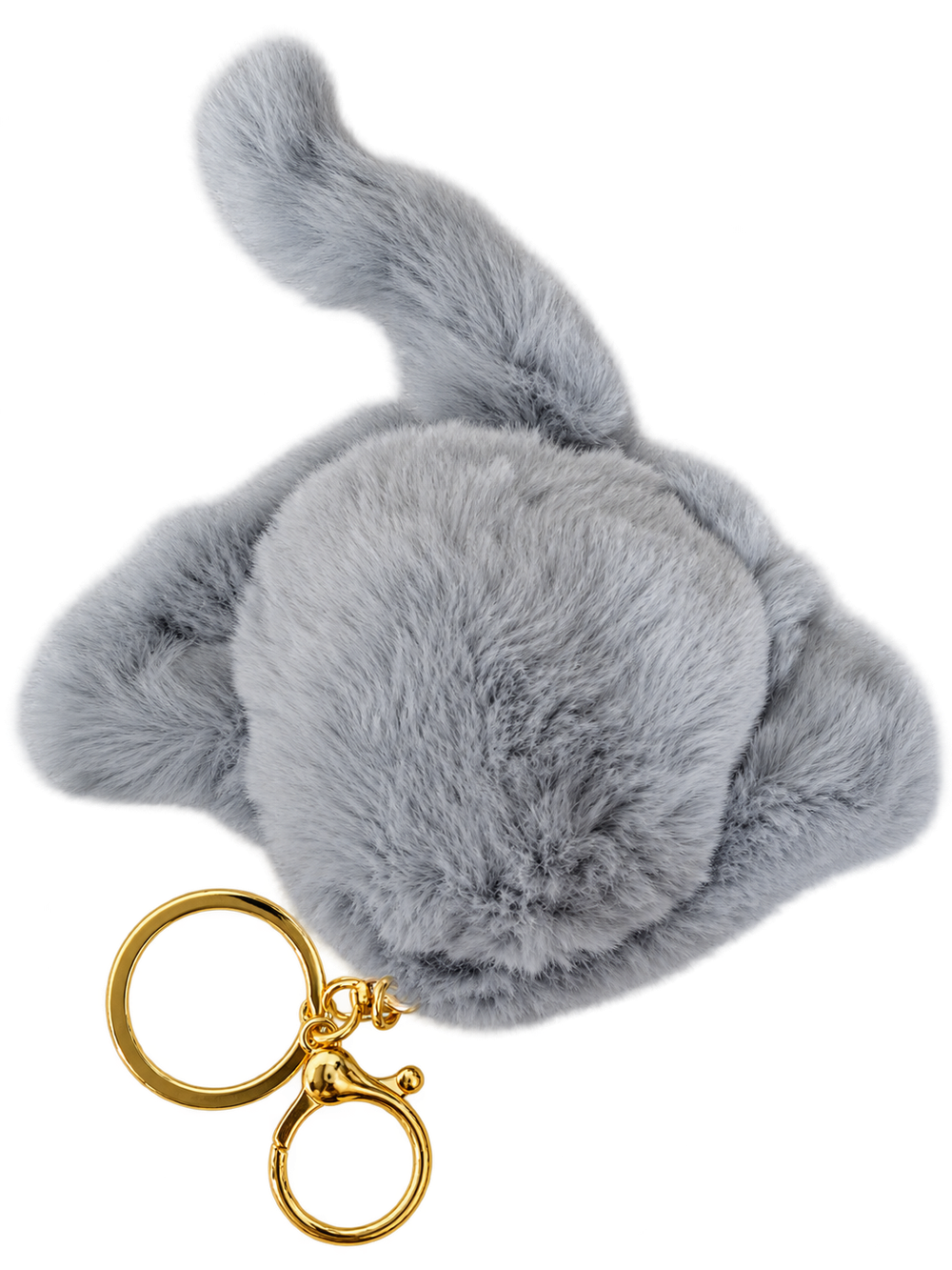 Gray Fluffy Plush Animal Keychain with Gold-Tone Clasp | Z1192 - Sports & Outdoors - Lebanon