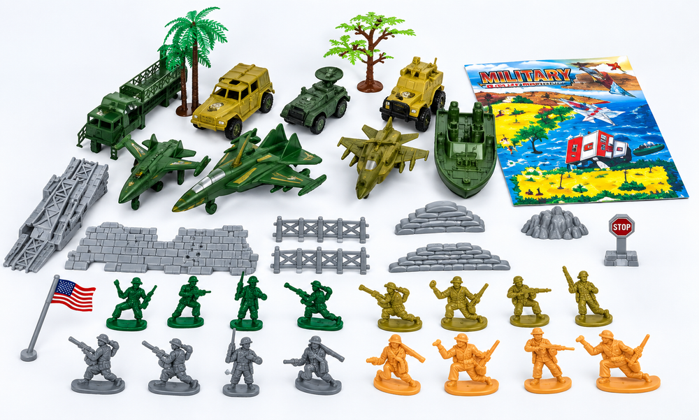 Peng Da Yu Military Equipment 38-Piece Army Playset Bucket | PD9975 - Toys & Games - Lebanon