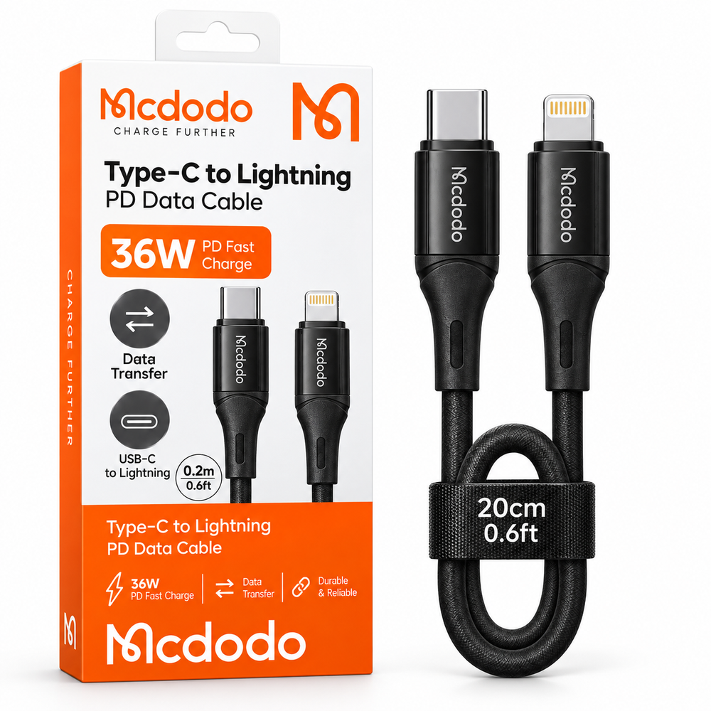 Mcdodo Mcdodo USB-C to Lightning 36W PD Fast Charging Data Cable 20cm - Phones & Wearables - Lebanon
