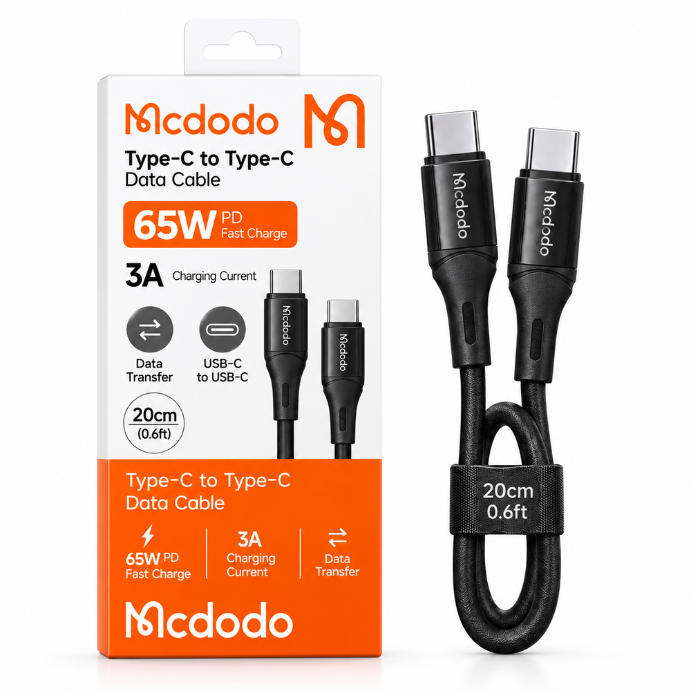 Mcdodo Mcdodo USB-C to USB-C 65W PD Fast Charging Data Cable 20cm - Phones & Wearables - Lebanon