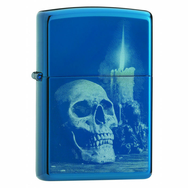 Zippo Zippo Skull and Candle High Polish Blue Windproof Lighter | 29704 - Home & Kitchen - Lebanon