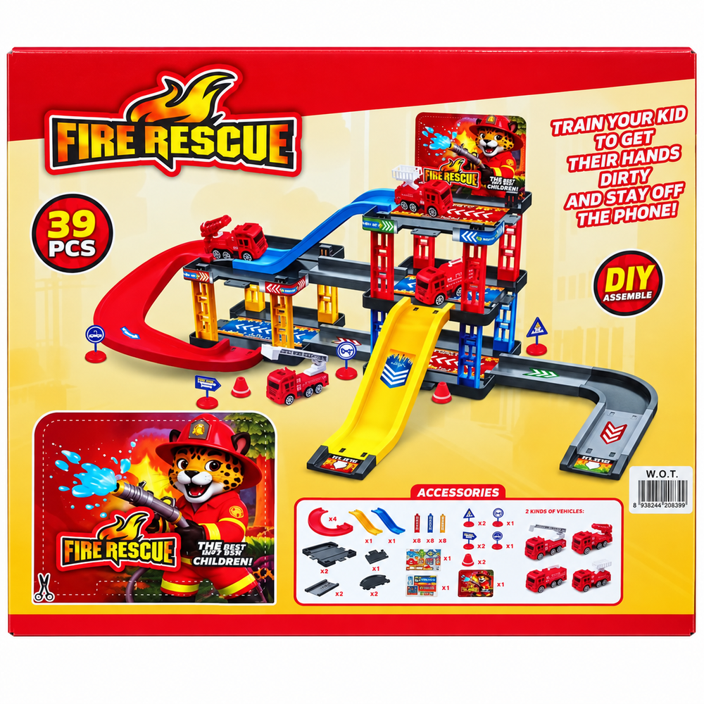 Fire Rescue Parking Garage 39pcs Playset | 6693-D3 - Toys & Games - Lebanon