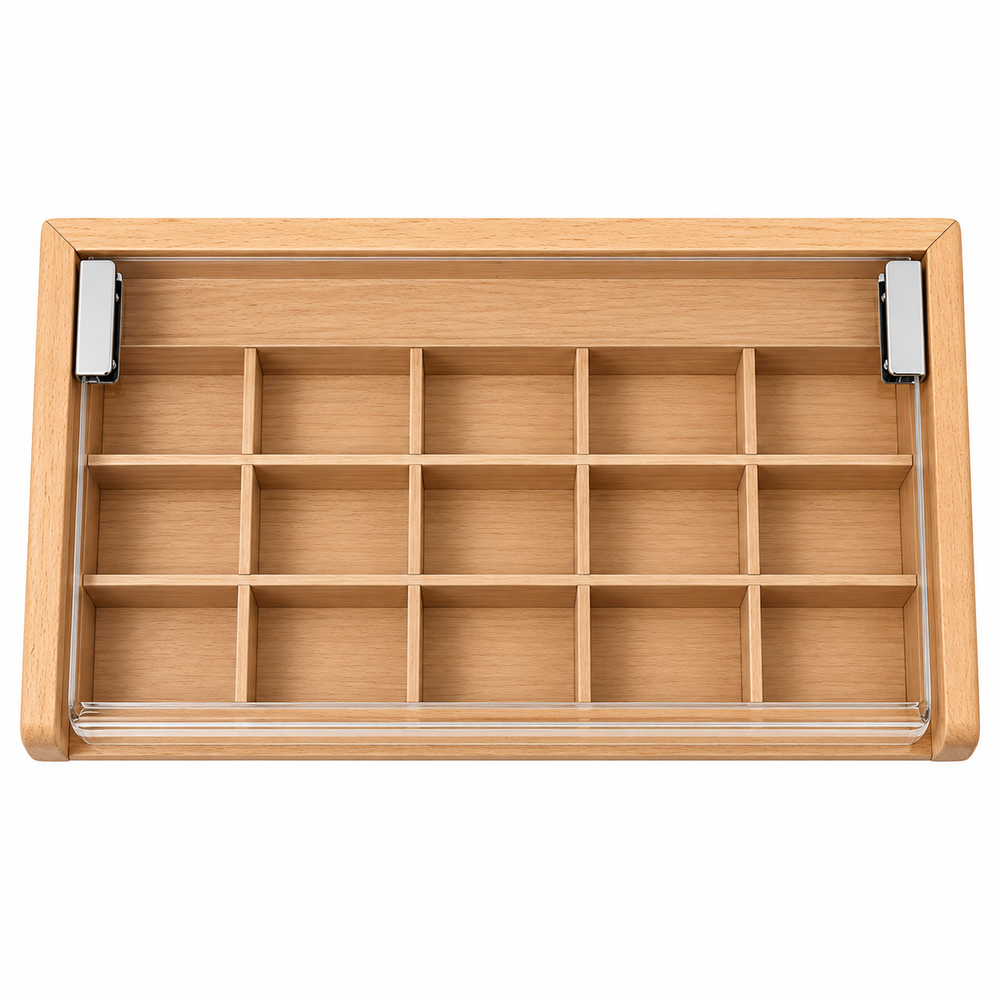 Maison Alhambra Maison Aromi Wooden Tea Bag Organizer Box With Clear Hinged Lid - 34 x 17.5 cm | PCK057 - Other - Lebanon
