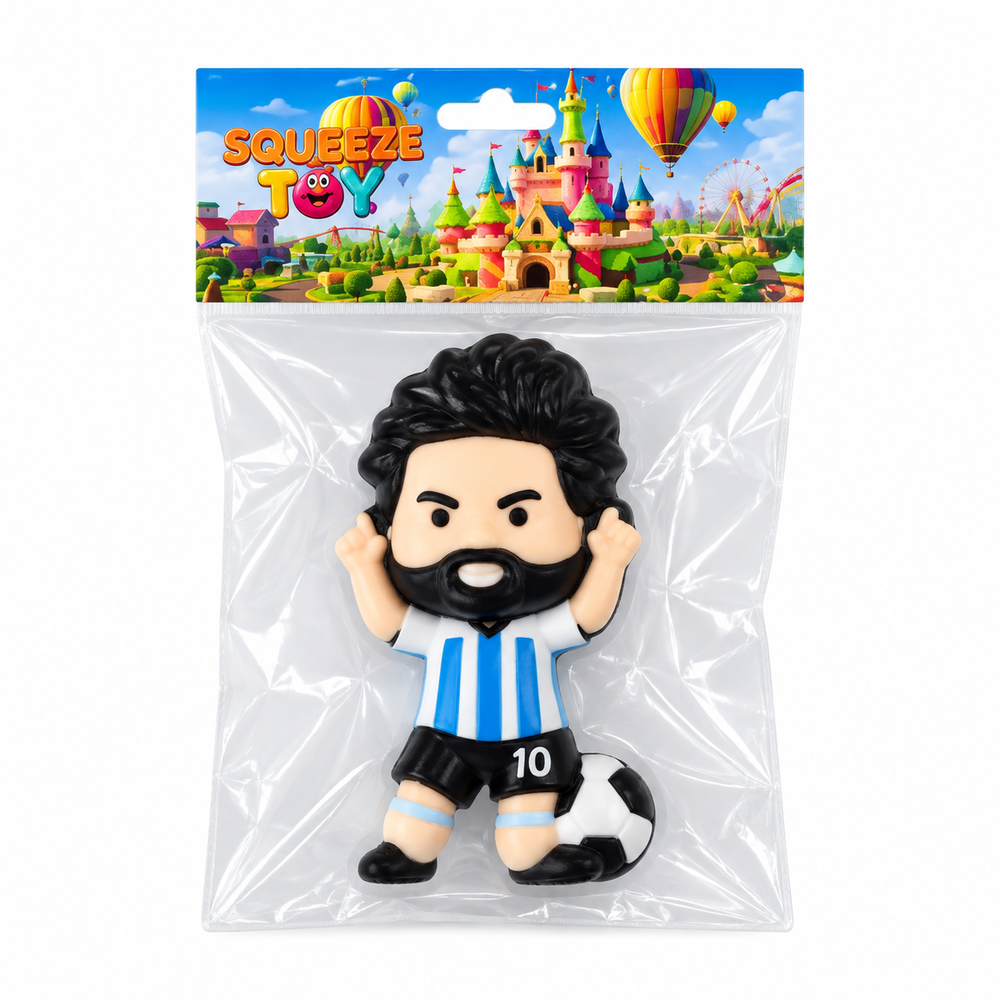 Squeeze Toy Soccer Player Figure - Black-Haired Bearded Light Blue & White No.20 Celebration Pose | AL1096 - Toys & Games - Lebanon