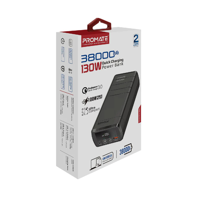 Promate Promate 38000mAh/130W Quick Charging Power Bank | PowerMine-130W - Computers & Tech - Lebanon