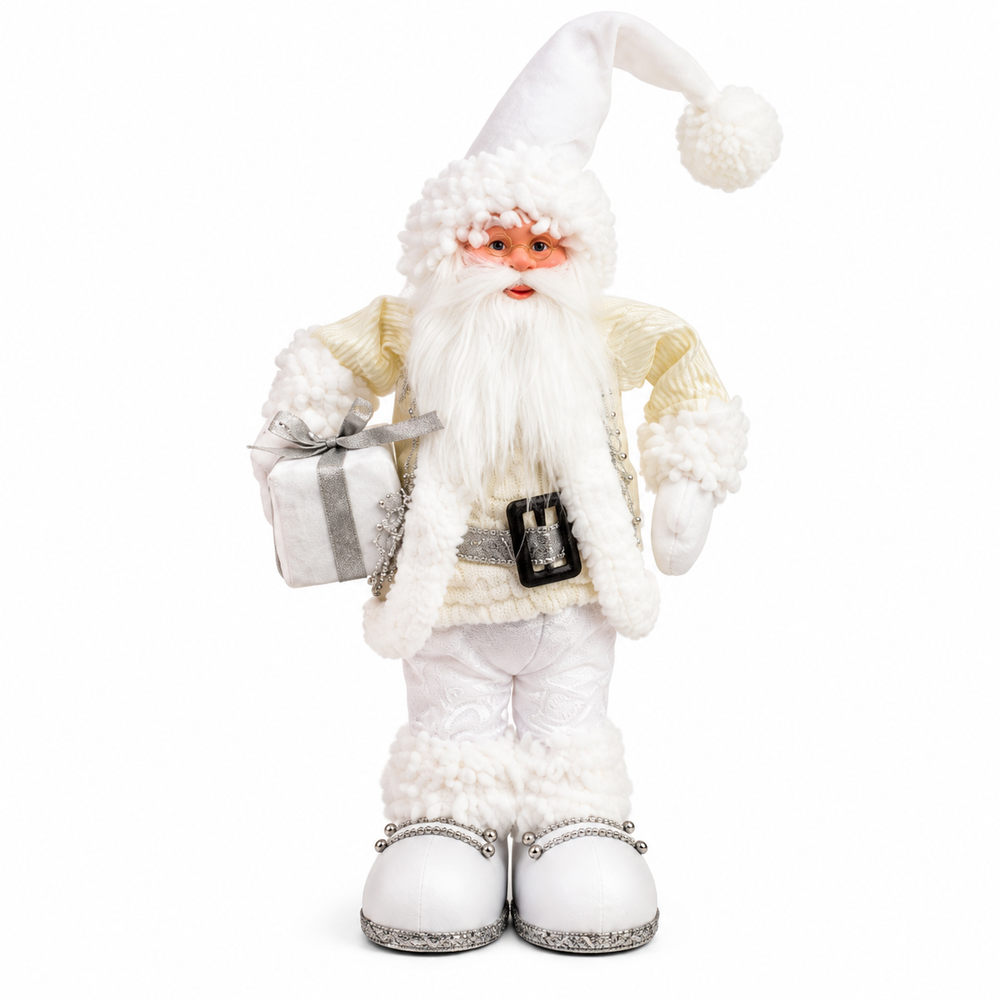 Tall Hat White Santa Christmas Decoration with Gift | 708288104-3A - Home & Kitchen - Lebanon