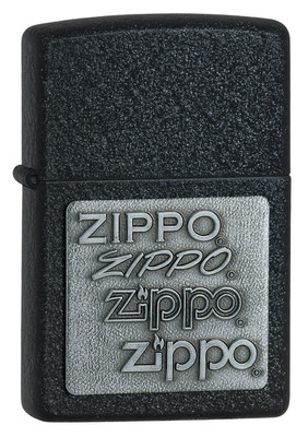Zippo Zippo Silver Zippo Logo Emblem Black Crackle Windproof Lighter | 362 - Home & Kitchen - Lebanon