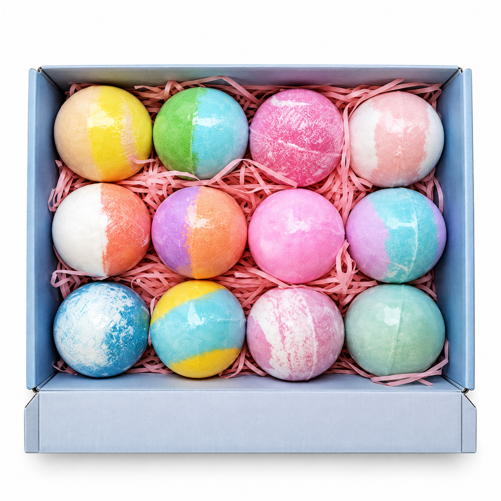 Assorted Color Bath Bomb Ball Set - 12 Designs | 0511-3 - Beauty & Personal Care - Lebanon