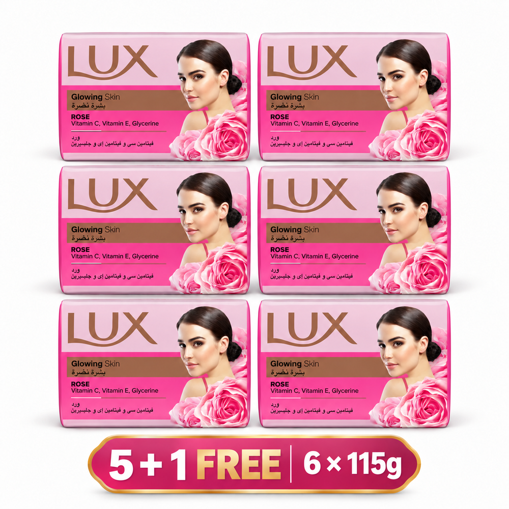 LUX Glowing Skin Rose Bar Soap 6 × 115g - Pack of 6 | 272682