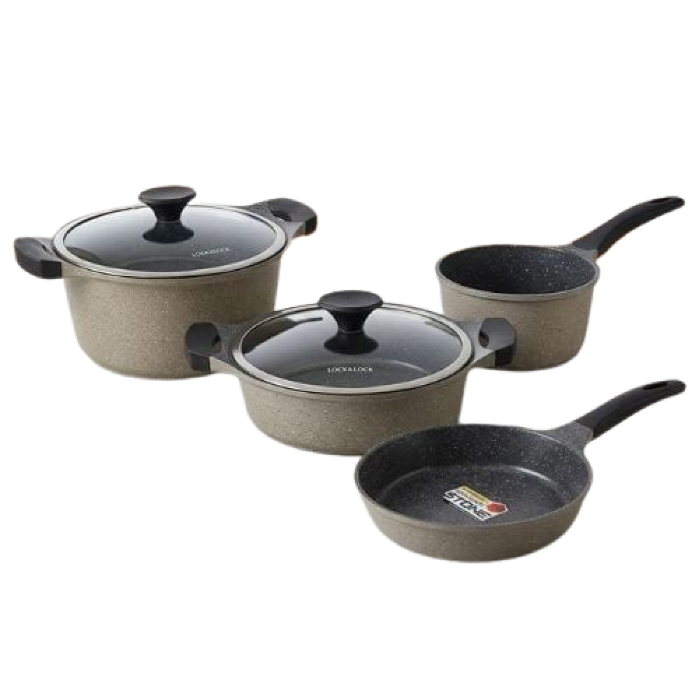 Lock n Lock Stone Cookware Set - Frypan, Stockpot, Saucepan & Casserole