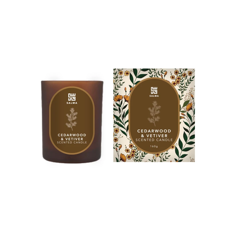Salma Salma Cedarwood & Vetiver Scented Candle 160g - Home & Kitchen - Lebanon