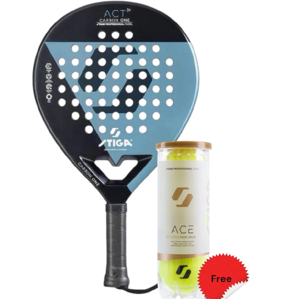 Stiga Padel Racket ACT Black/Blue + Free Stiga Padel Ball ACE Pack