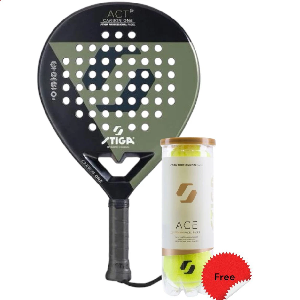 Stiga Padel Racket ACT Black/Olive + Free Stiga Padel Ball ACE Pack