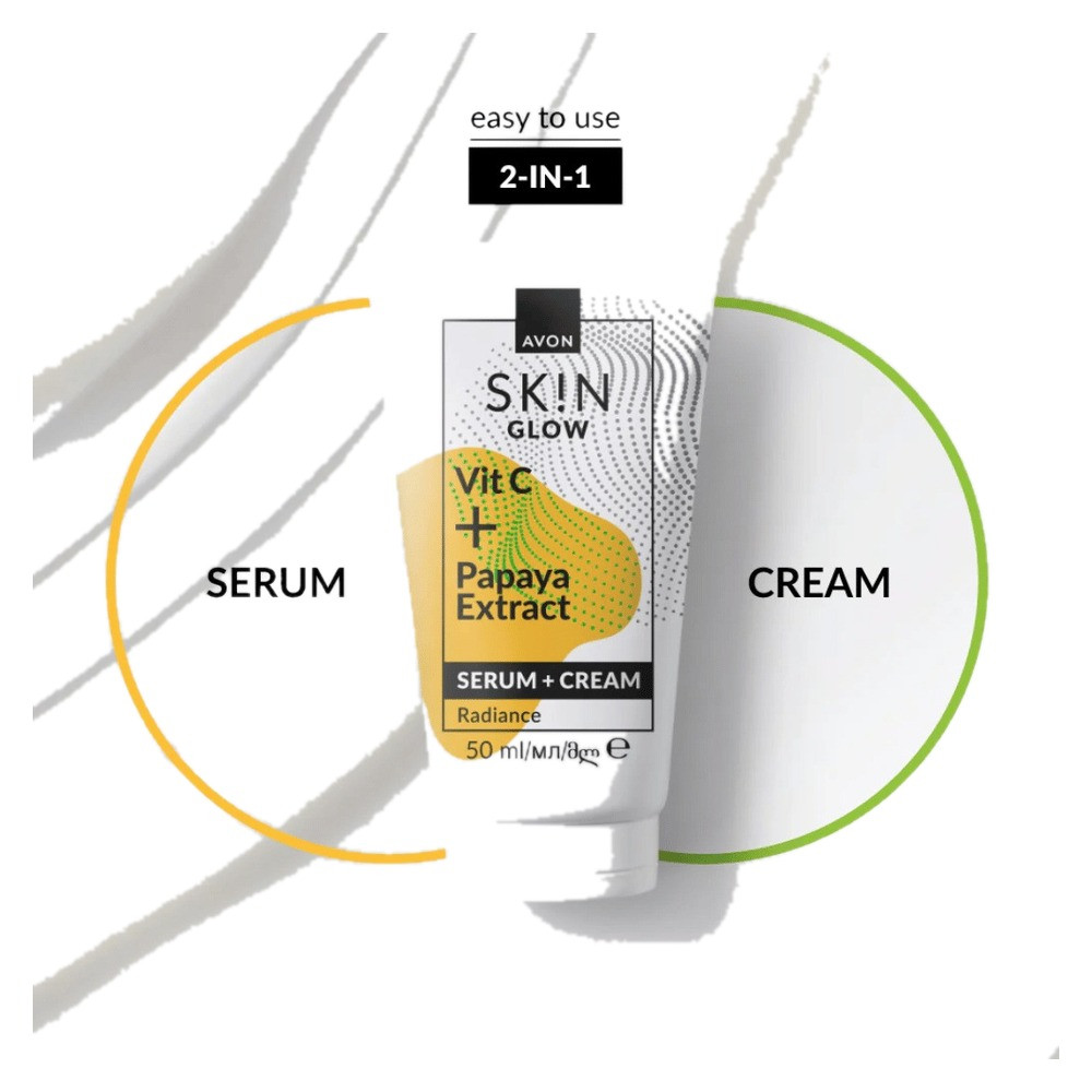 Avon 1574156 - Glow Serum and Cream with Vitamin C and Papaya Extract 50ml