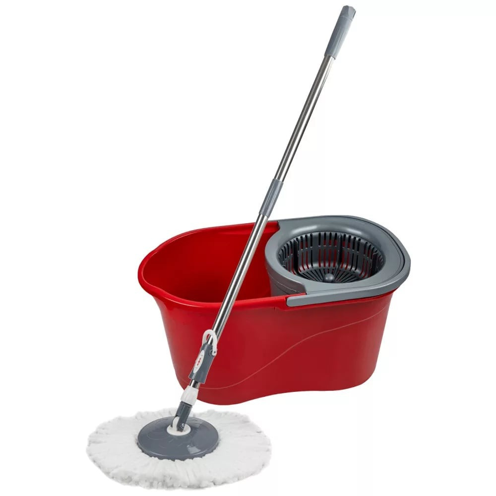 Zilan Zilan Mop Cleaning Set Red Microfiber Spin Mop | ZLN1389RD - Home & Kitchen - Lebanon