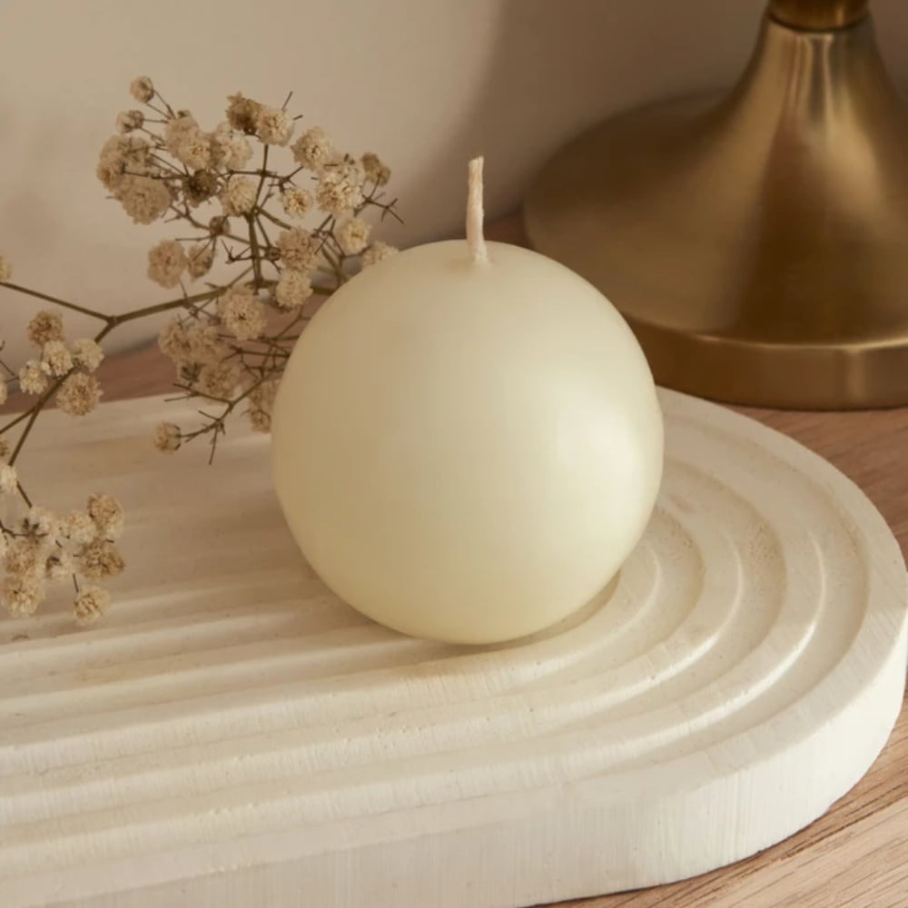 Karaca Karaca Home Ball Candle Beige 6cm Paraffin | K8680214388518 - Home & Kitchen - Lebanon