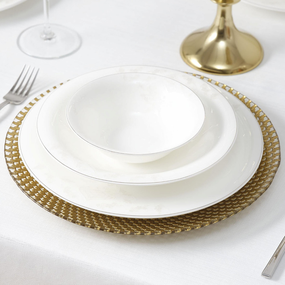 Karaca Karaca Home Lindy Gold Glass Placemat 33 cm | 300.22.02.0427 - Home & Kitchen - Lebanon