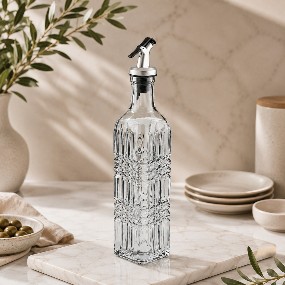 Karaca Karaca Daisy Rectangular Oil Bottle Petrol Blue 500 ml | 8683650335122 - Home & Kitchen - Lebanon