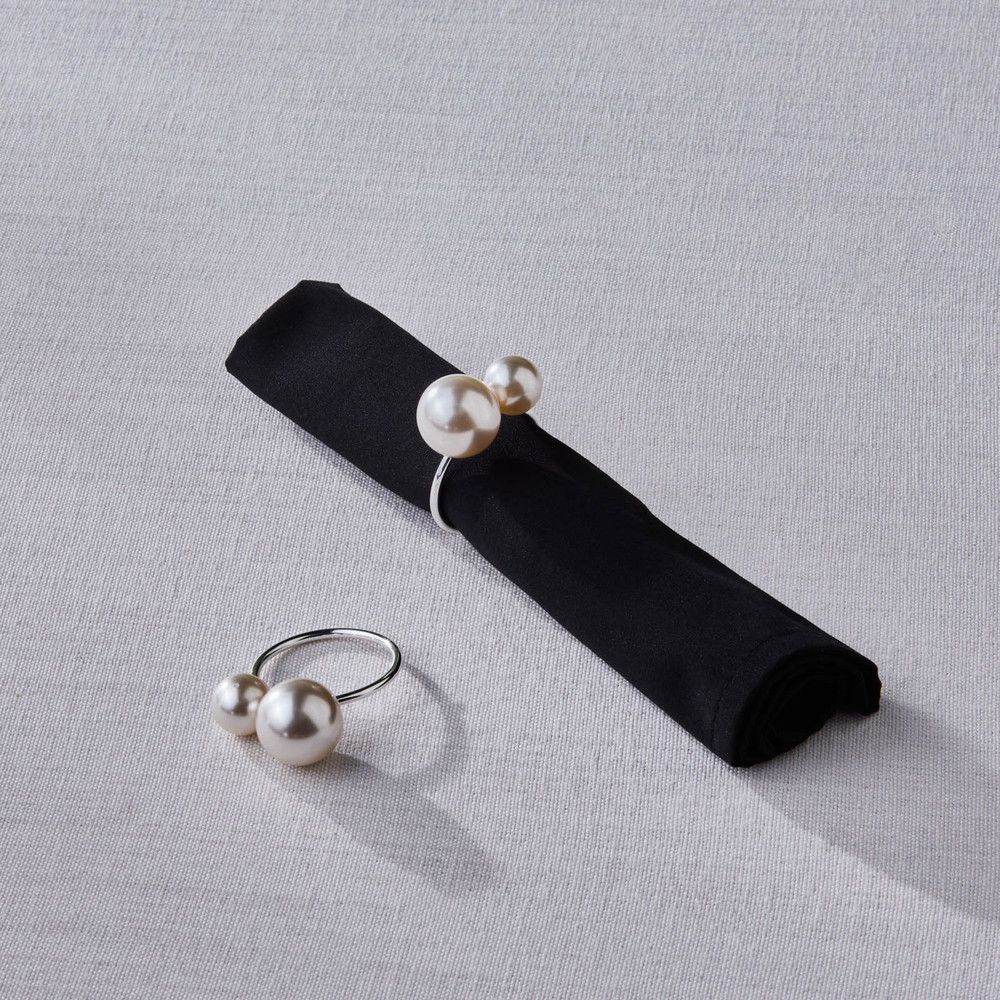 Karaca Karaca Home Pearl Napkin Ring Set 2 Pieces Silver 4 cm | 153.09.01.9140 - Home & Kitchen - Lebanon