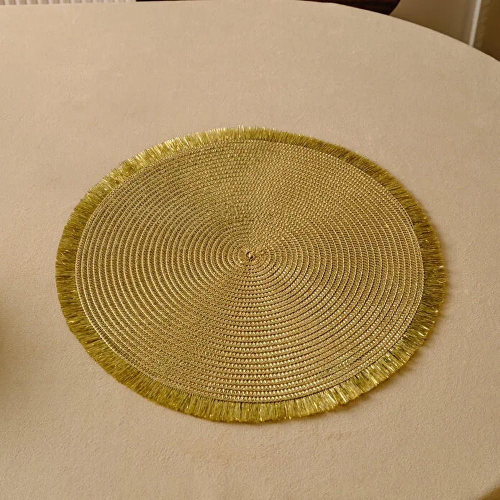Karaca Karaca Kristina 2-Piece Gold Placemat Set 38 cm | 8683650341895 - Home & Kitchen - Lebanon