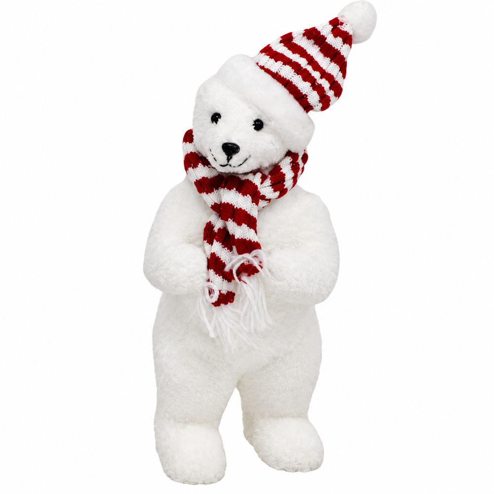 Christmas Polar Bear with Striped Hat & Scarf | YCB005 / YCB006 - Home & Kitchen - Lebanon