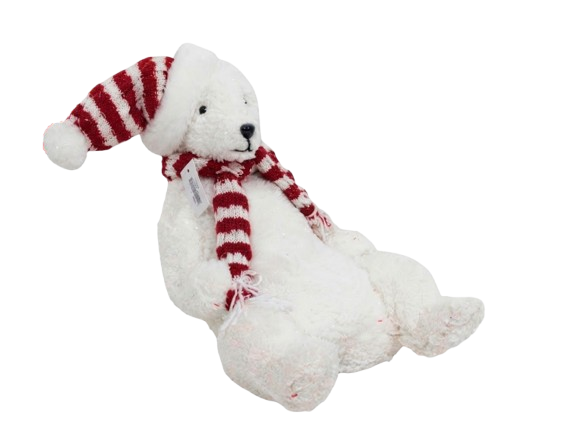 Christmas Sitting Polar Bear Plush Decoration | YCB010 - Home & Kitchen - Lebanon