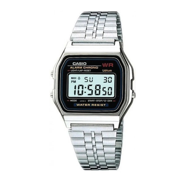 Casio Casio Digital Unisex Watch Silver Case, Black Dial, Silver Stainless Steel Band | A159WA-N1DF - Computers & Tech - Lebanon