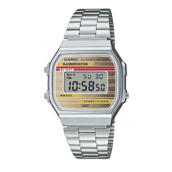 Casio Casio Vintage Digital Unisex Watch Silver Case, Gold Dial, Silver Stainless Steel Band | A168WEHA-9ADF - Computers & Tech - Lebanon