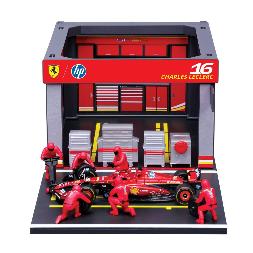 Bburago Scuderia Ferrari SF-24 #16 Charles Leclerc Pit Pass 1:43 Die-Cast Model Set | 18-36862L