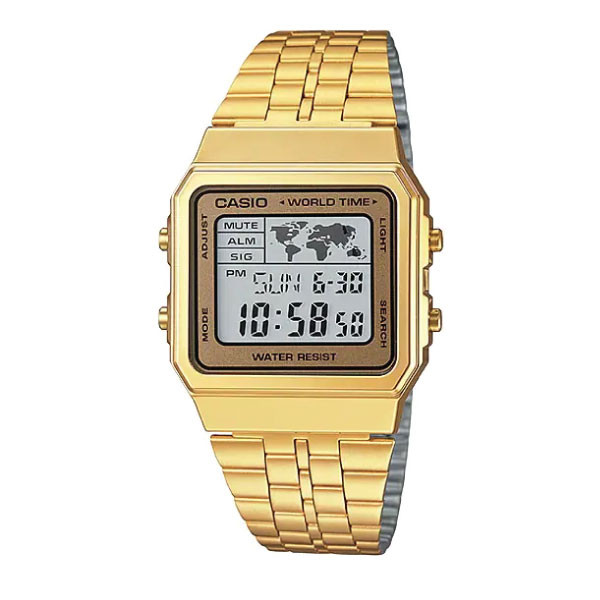Casio Casio Vintage Digital Unisex Watch Gold-Plated Case, Gold Dial & Gold-Plated Stainless Steel Band | A500WGA-9DF - Computers & Tech - Lebanon