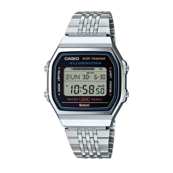 Casio Casio Vintage Digital Unisex Watch Silver Case, Black Dial , Silver Stainless Steel Band | ABL-100WE-1ADF - Computers & Tech - Lebanon