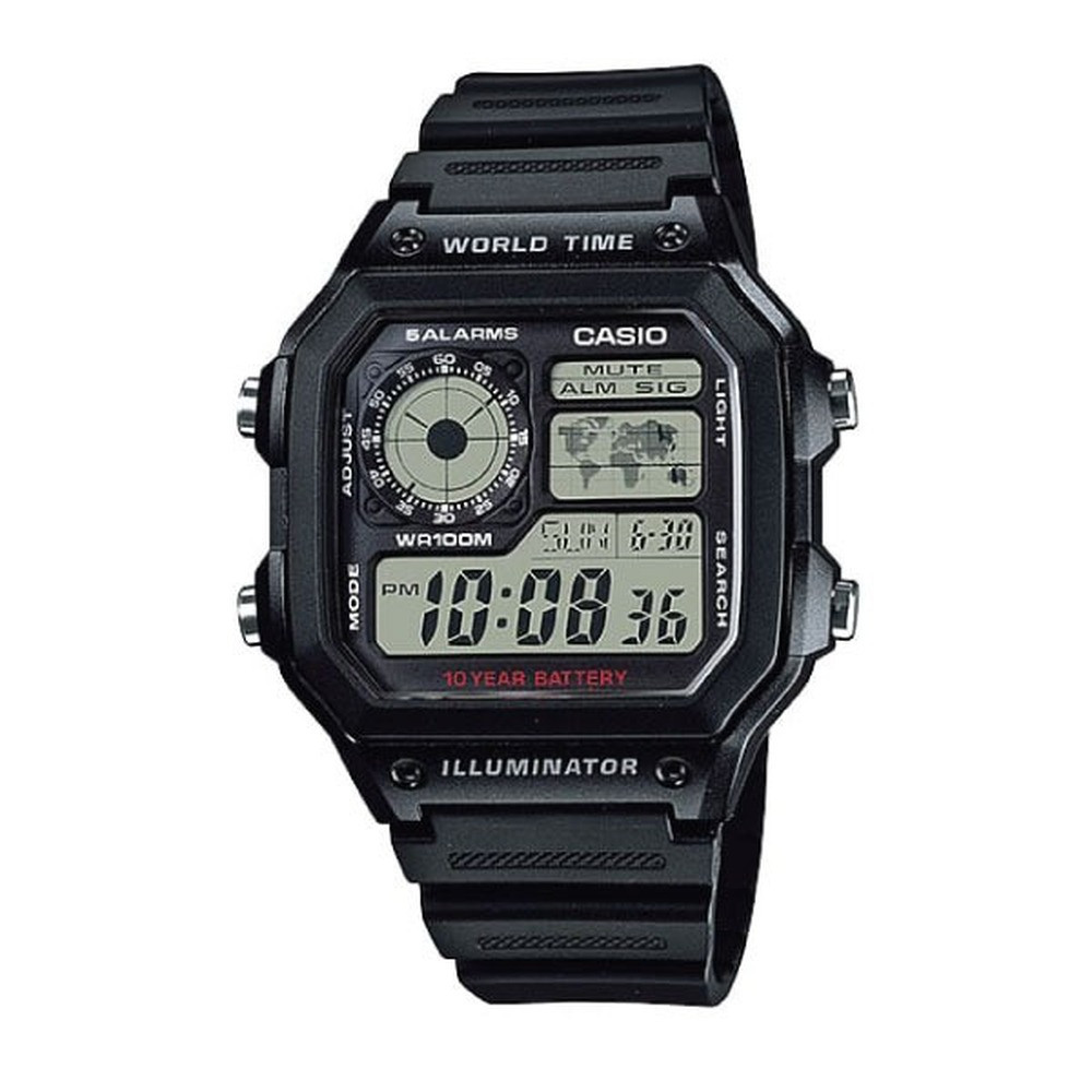 Casio Casio Digital Men Watch Black Case, Black Dial , Black Resin Band | AE-1200WH-1AVDF - Computers & Tech - Lebanon