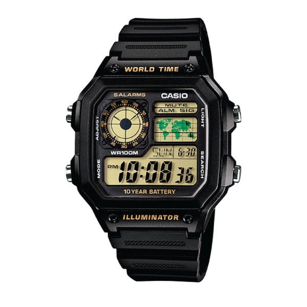 Casio Casio Digital Men Watch Black Case, Black Dial , Black Resin Band | AE-1200WH-1BVDF - Computers & Tech - Lebanon