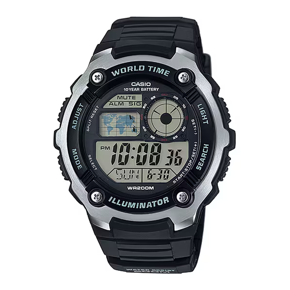 Casio Casio Digital Men Watch Silver Case, Black Dial , Black Resin Band | AE-2100W-1AVDF - Computers & Tech - Lebanon